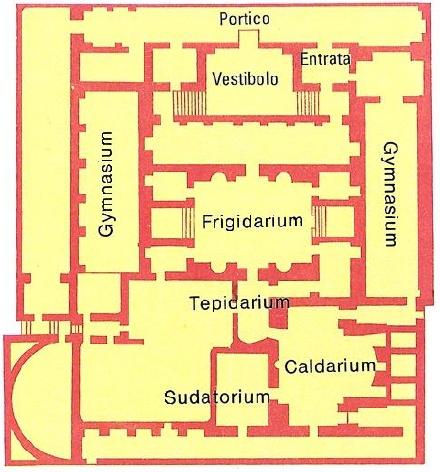 Mappa dei locali delle Terme di Jiulia Memmia