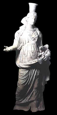 Statua in terra cotta che raffigura Kor, la figlia di Demetra oggi al Museo del Bardo