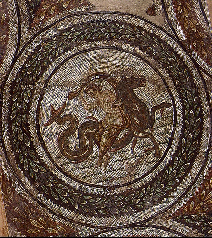 Particolare di mosaico con il corteo del dio Nettuno
