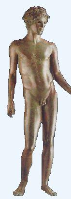 Efebo coronato di edera: statua in bronzo