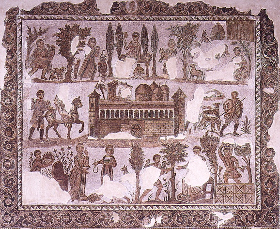 Scene di vita campestre in una villa romana africana, mosaico al Museo del Bardo