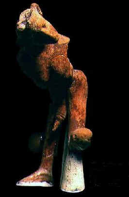 Grottesca in terracotta. Il reperto č conservato al Museo del Bardo.