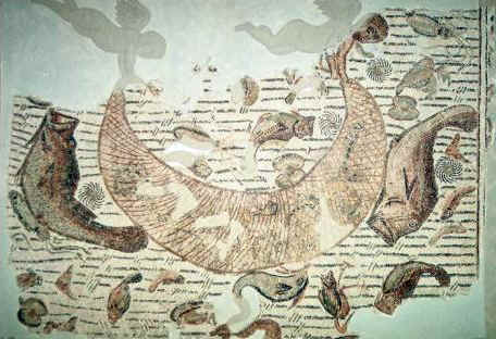 Mosaico che raffigura scene marine