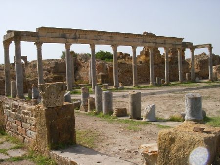 I grandiosi resti del colonnato della palestra di Petronio Felix