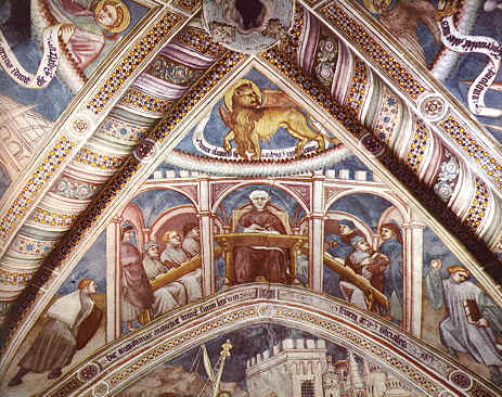 Agostino insegna retorica: affresco di Ottaviano Nelli a Gubbio
