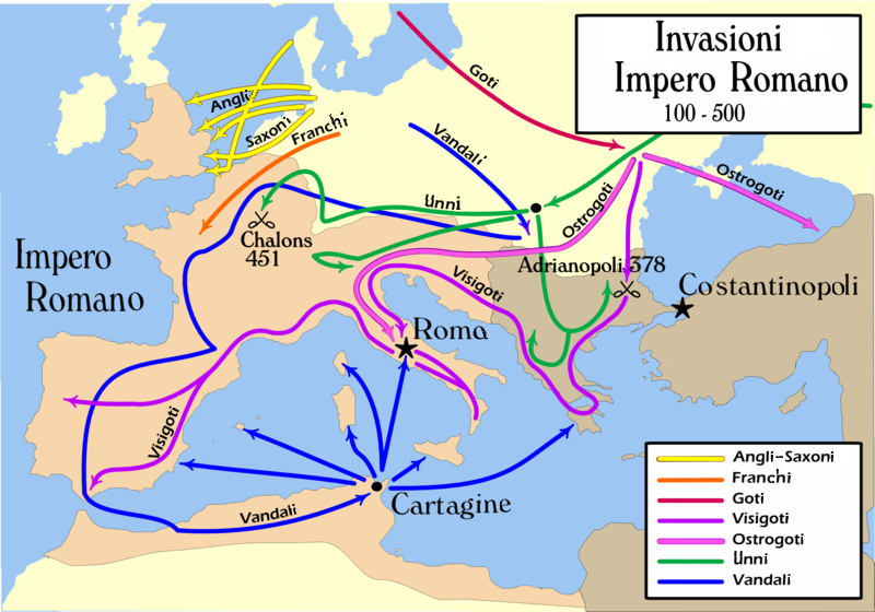 Le invasioni barbariche del V secolo