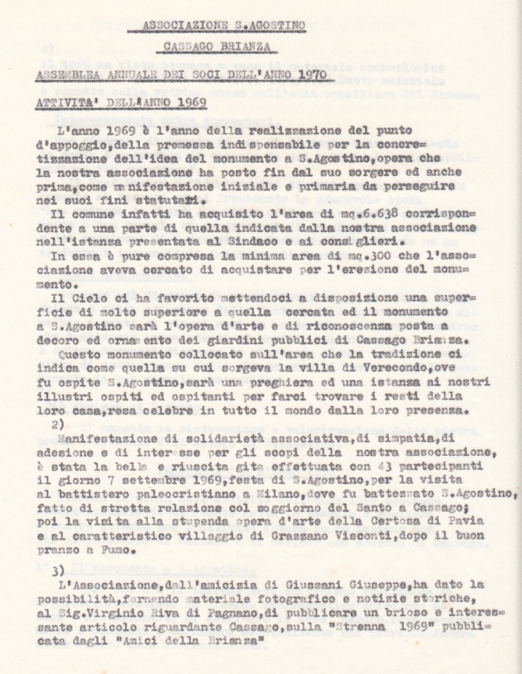 Rendiconto dell'assemblea dei soci nel 1970