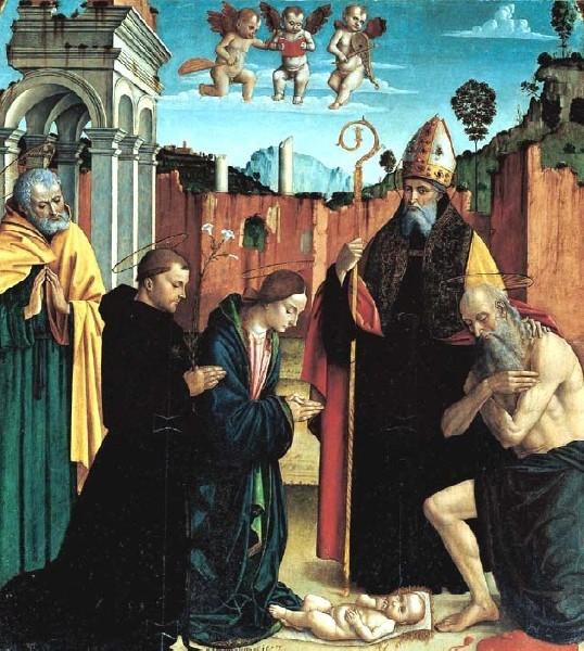 La natività di macrino d'Alba con sant'Agostino