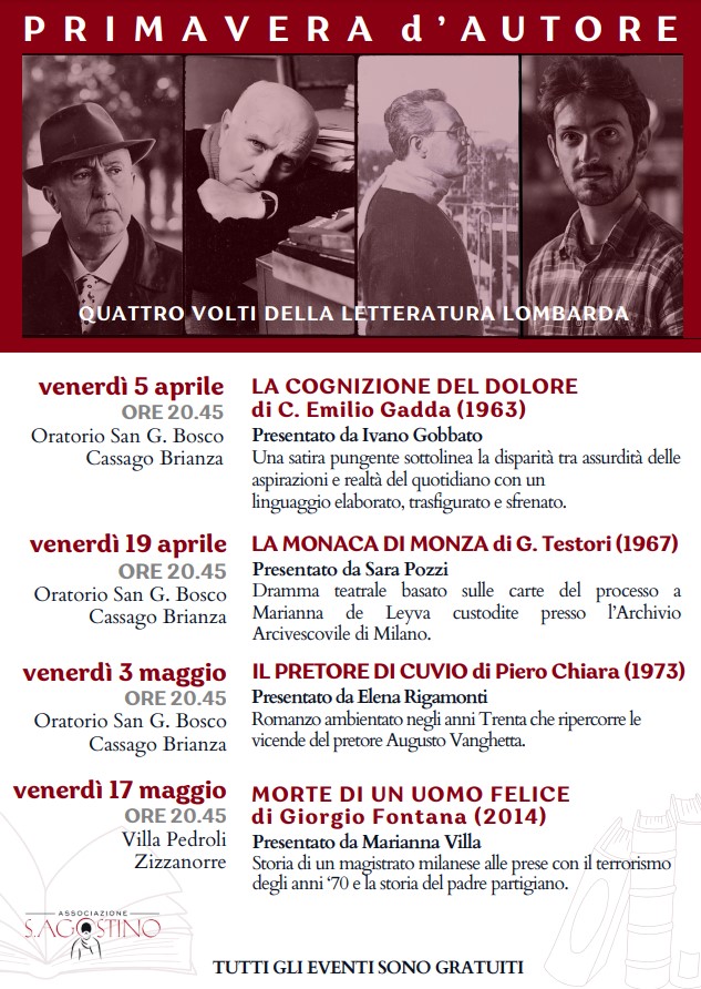 La locandina degli incontri in programma
