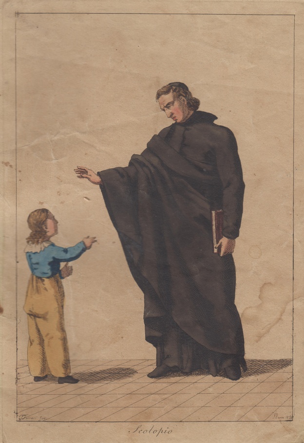 acquaforte con l'immagine di un Sacerdote degli Scolopi