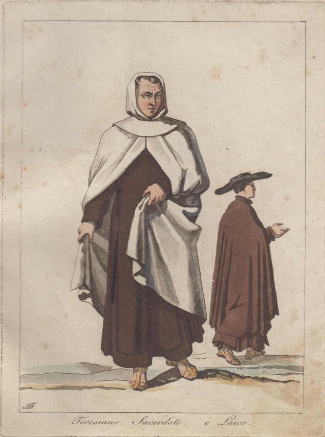 acquaforte con l'immagine di un Sacerdote teresiano e laico