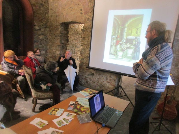 Mons. Bruno Molinari interviene nel corso della presentazione de L'Enigma di Cassiciacum