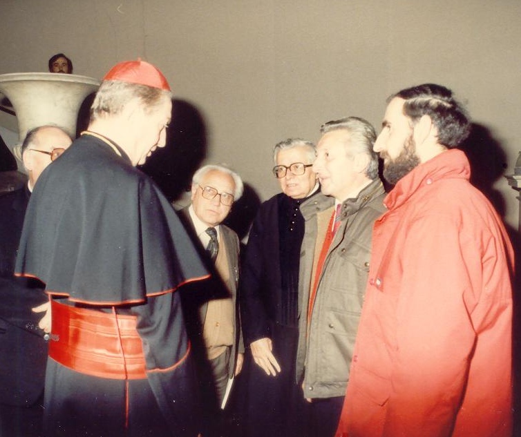 Incontro all'Ambrosiana fra il card. Carlo Maria Martini, Cattaneo Ernesto, mons. Marcora e soci dell'Associazione