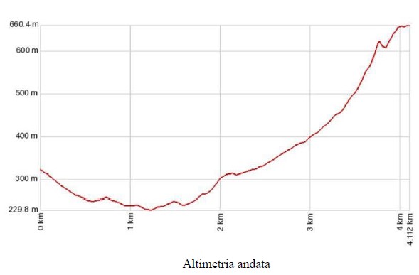 Grafico dei dislivelli del percorso