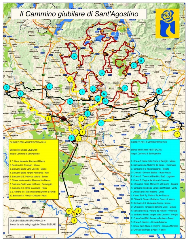 La mappa del Cammino con le chiese interessate