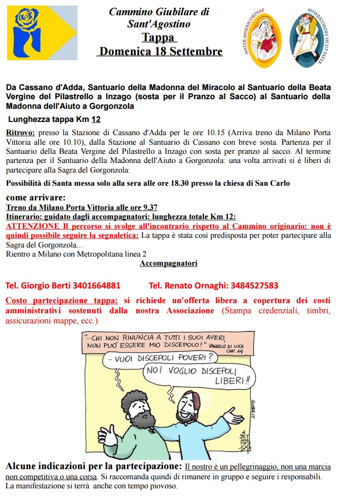 La locandina della tappa del 18 settembre 2016 da Cassano d'Adda a Gorgonzola