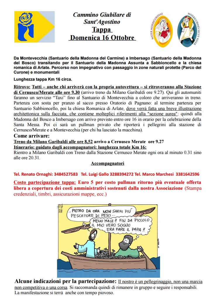 La locandina della tappa del 16 ottobre 2016 da Montevecchia a Imbersago
