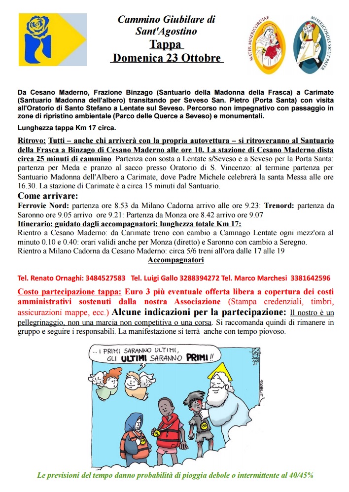 La locandina della tappa del 23 ottobre 2016 da Cesano Maderno a Carimate