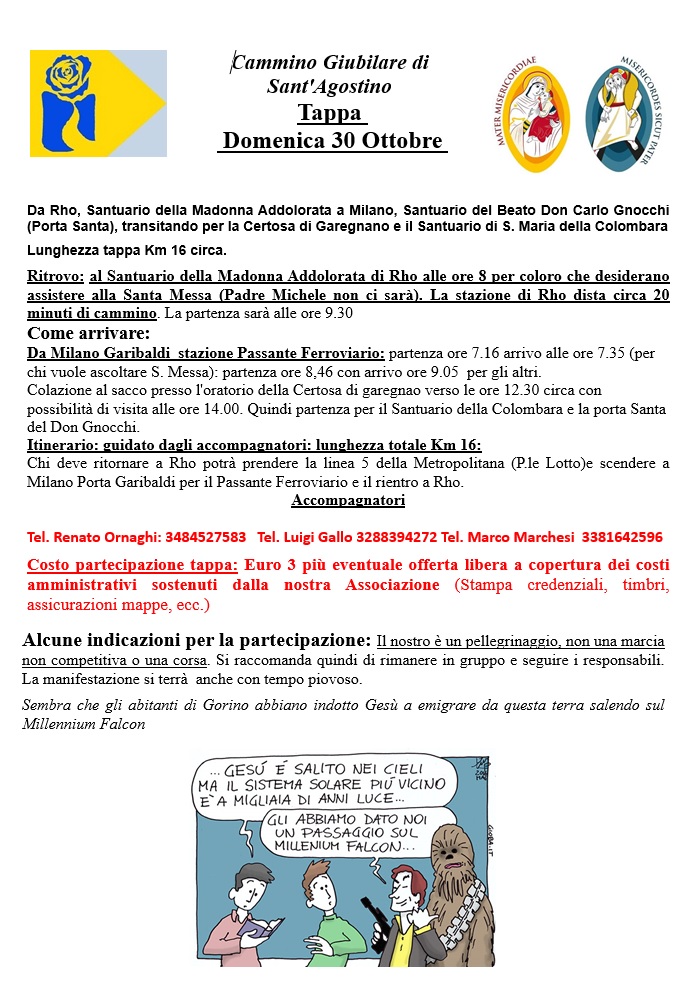 La locandina della tappa del 30 ottobre 2016 da Rho a Milano