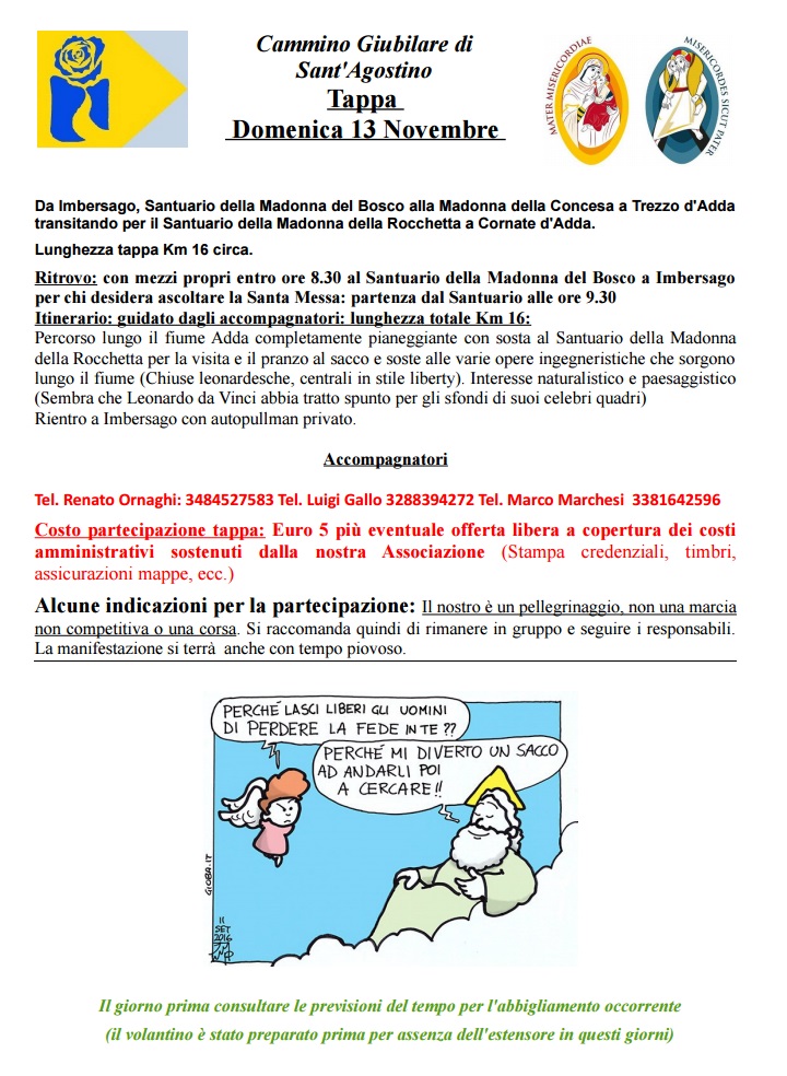La locandina della tappa del 13 novembre 2016 da Imbersago a Trezzo d'Adda
