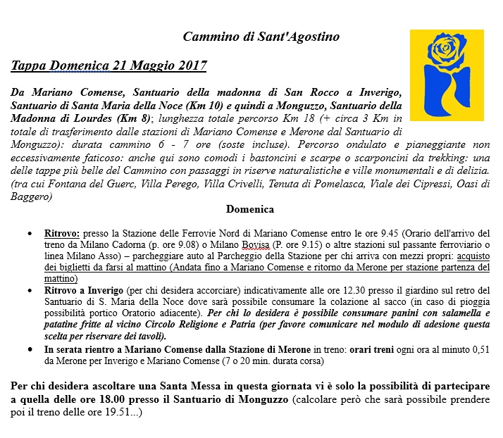 La locandina della tappa del 21 maggio 2017 da Mariano a Inverigo