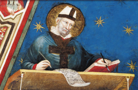 Sant'Agostino vescovo, affresco del santo sul Cappellone della Basilica di san Nicola a Tolentino