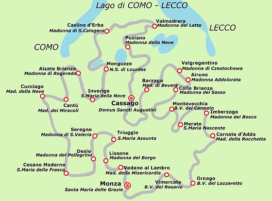 Le tappe del Cammino brianzolo