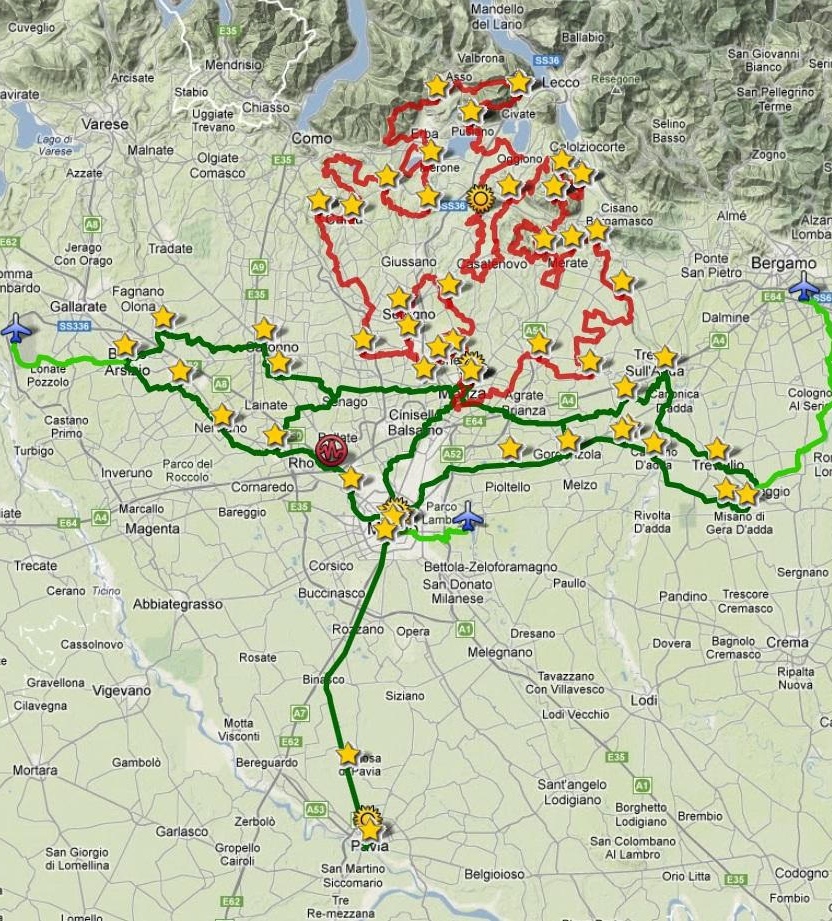 Il percorso del Cammino con l'aggiunta delle foglie alla Rosa