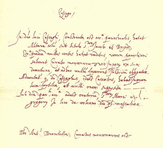 1571: documento di Curia con l'appellativo di
CASEATUS per Cassago
