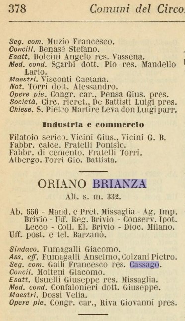 Oriano in statistiche