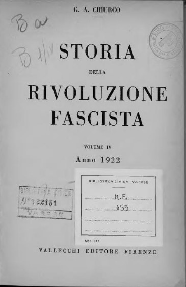 La copertina del volume di G. A. Chiurco