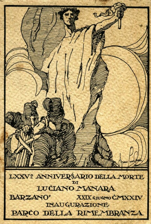 Copertina del volumetto pubblicato a Barzanò nel 75° anniversario della morte di Luciano Manara e inaugurazione del Parco della Rimembranza