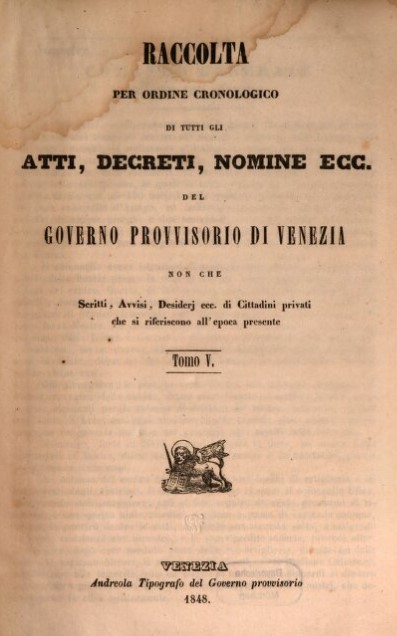 Il frontespizio del volume