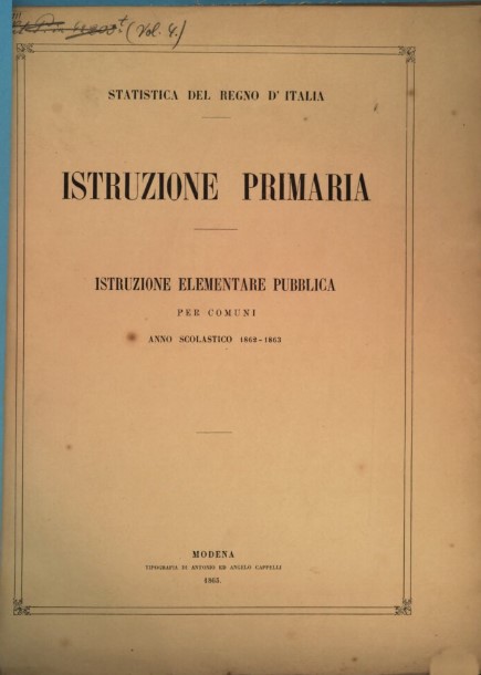 Il testo di statistica dell'istruzione Primaria in Italia