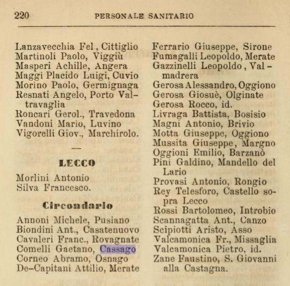 La pagina con la descrizione delle Farmacie del lecchese