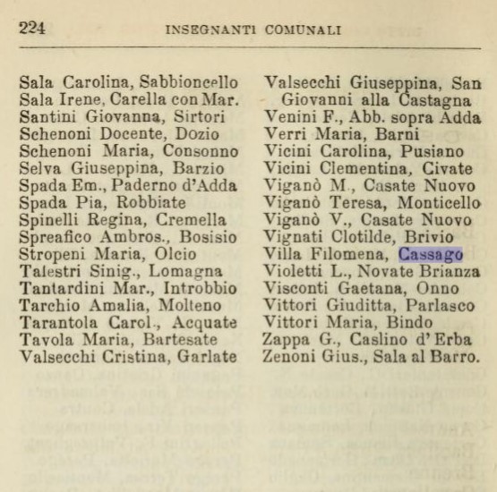 La pagina con la descrizione delle Maestre del lecchese