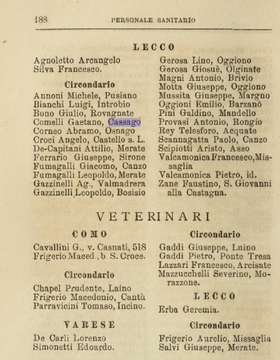 La pagina con la descrizione delle Farmacie del lecchese
