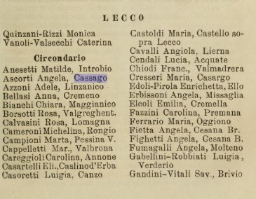 La pagina con la descrizione delle Levatrici del lecchese
