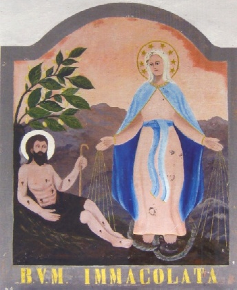 La vergine e il Beato Giobbe in un dipinto nella cascina della Fabbrica di Cremella