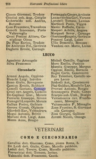 La pagina con la descrizione delle Farmacie del lecchese