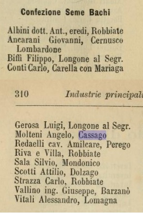 La annotazione relativa ai semi dei bachi