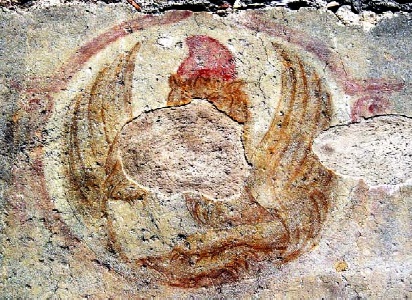 Affresco mutilo di Pontida che raffigura il leone di san Marco