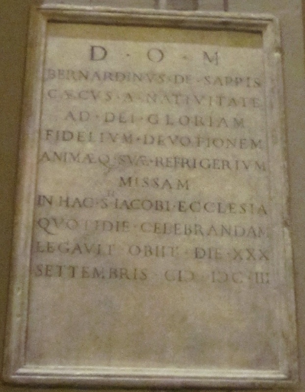 Lapide di Bernardino Zappa in Chiesa parrocchiale a Cassago