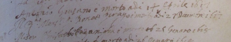 Annotazione della morte del Reverendo Donato Perego