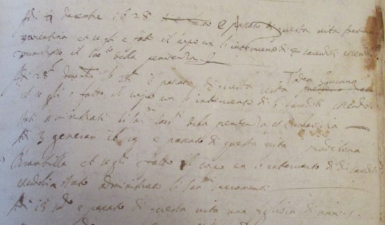 Atto di morte di Taddea Giussani del 28 dicembre 1628