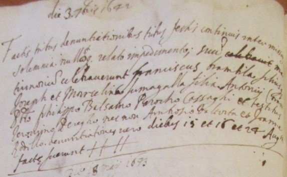 Ambrogio Valtorta è testimone il 3 settembre 1642 del matrimonio fra Francesco Brambilla e Marcellina Fumagalli