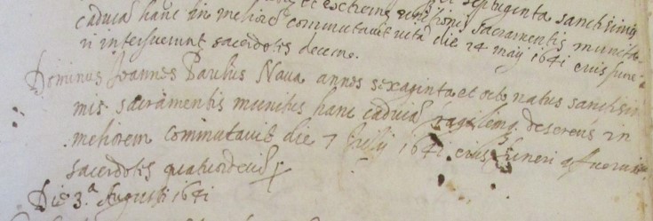 L'atto di morte di Giovanni Paolo Nava nei registri parrocchiali