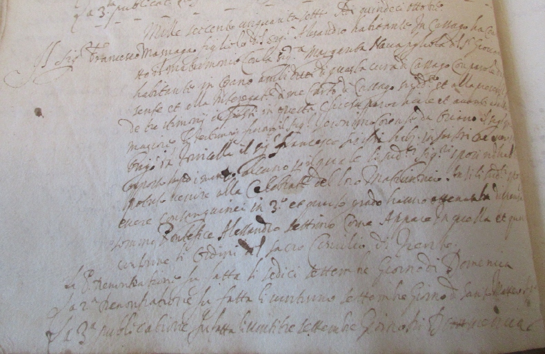 L'atto di Matrimonio fra Francesco Masnaga e Margherita Nava