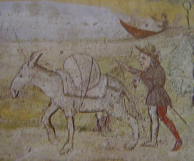 Viaggiatore con la sua puledra carica di merci