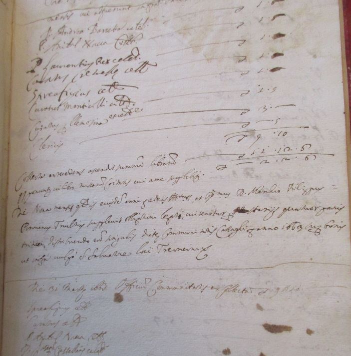 Pagina del Registro degli Offici con il legato fondato sui Beni di San Salvatore